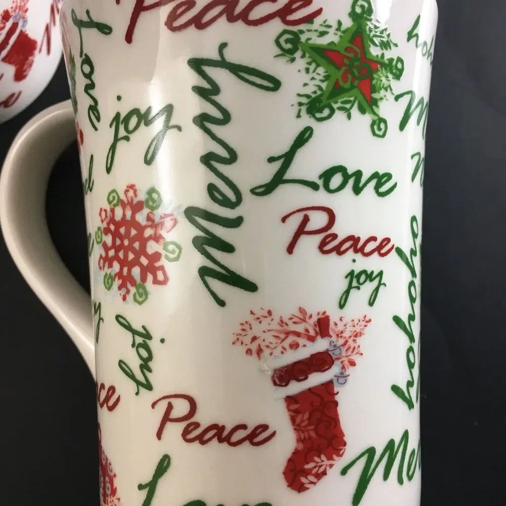 Starbucks Coffee Cups Lot‎ (2) Size 12 oz Stars/Stockings 2007 Red/Green/White